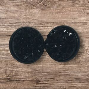 Black 12mm crystal druzy style stud earrings.